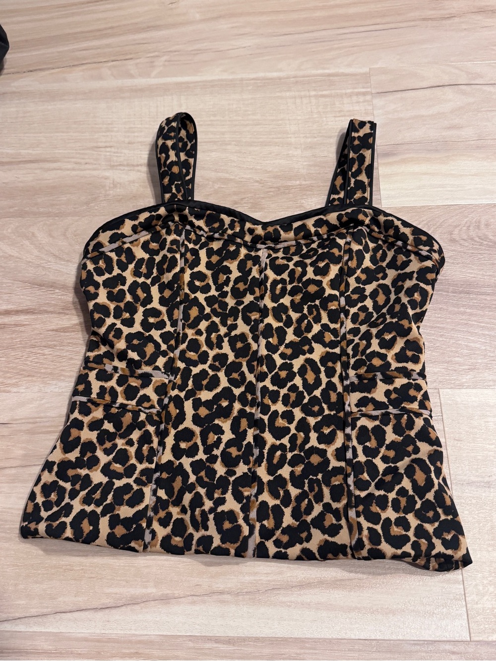 Leopard Print Square Neck bustier Top - Tan & Black
